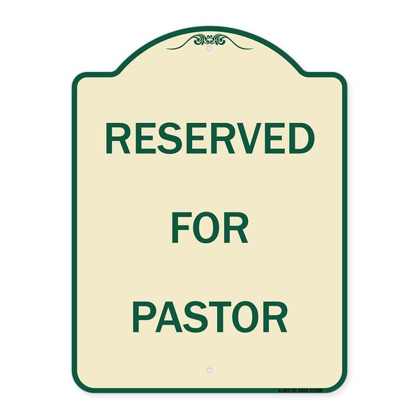 Signmission Reserved for Pastor Heavy-Gauge Aluminum Architectural Sign, 24" x 18", TG-1824-23186 A-DES-TG-1824-23186